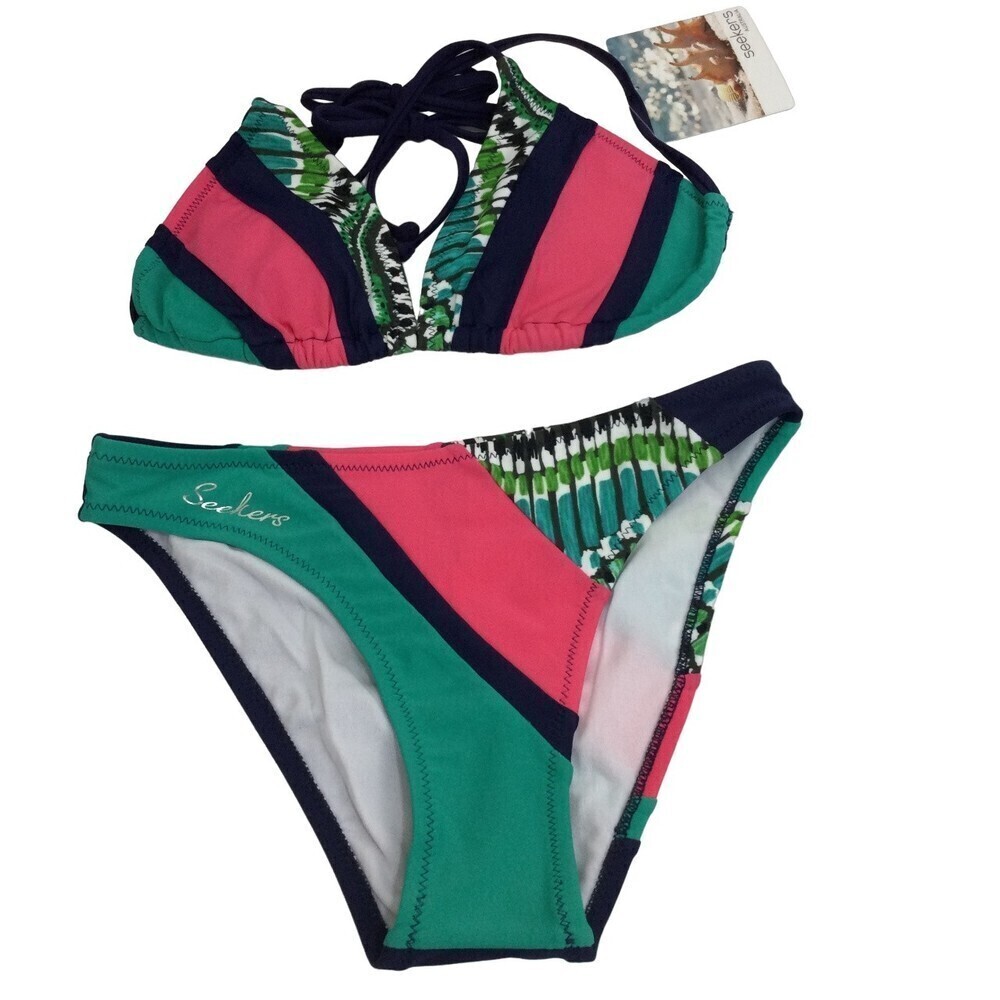 Seekers Australia Jade Jewel Halter Neck Two-Piece Bikini Swimsuit S NWT A83004